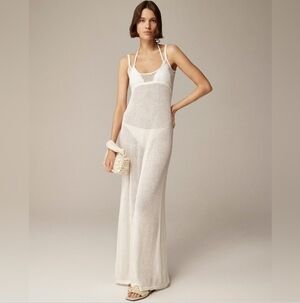 Anna October J.Crew Sheer Bridal White Sweater Dress Coastal Beach Medium